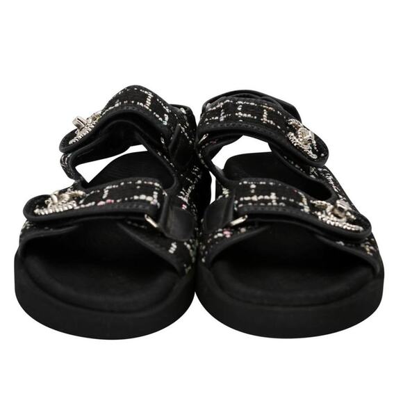 Chanel Dad 39 Tweed Fabric and Leather CC Sandals CC-S0207N-0003 - Picture 3 of 11